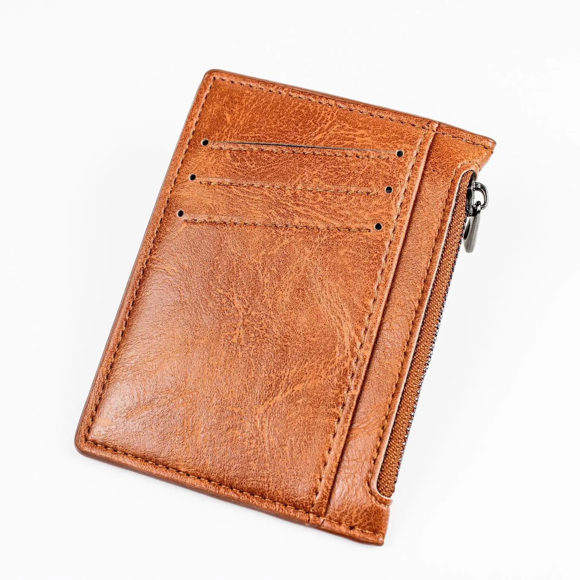 

Сумки-органайзеры из искусственной кожи на молнии для карточек, мужские, повседневные, для удостоверений личности, для бизнеса, банка, кредитных карт, черный кошелек для мелочи, портмоне, чехол коричневый