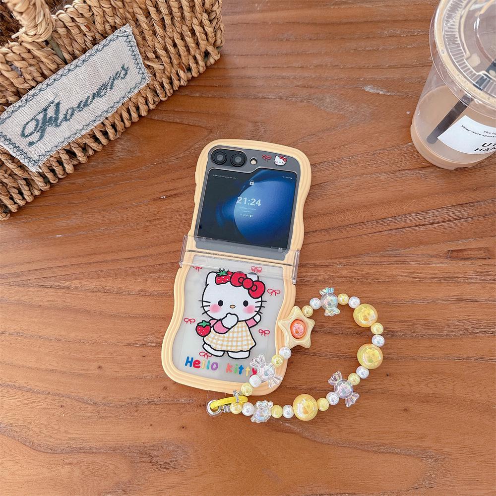 KT Cat Samsung Galaxy Z Flip Series Protective Phone Case with Lanyard