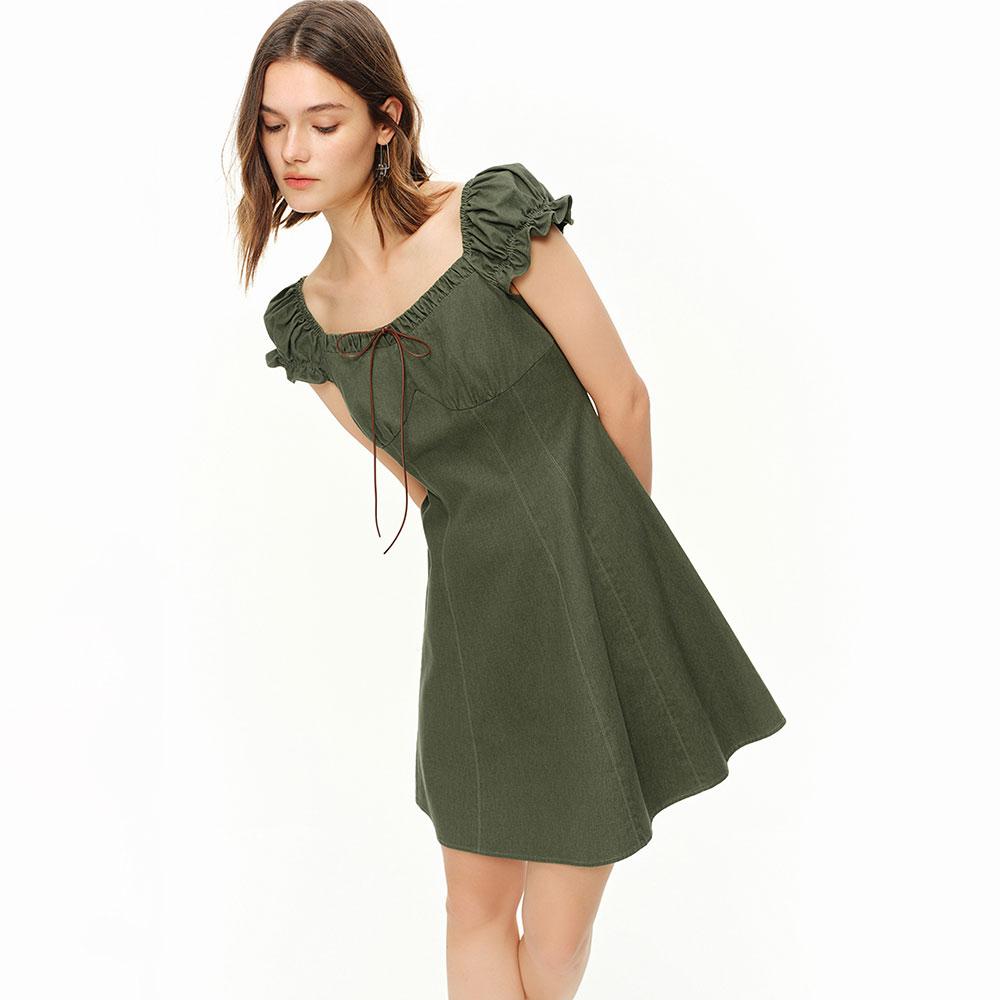 Eiaenlei Ar_String Ribbon Ruffle Dress_2Color
