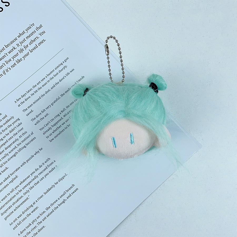 Cotton Cozy Plush Doll Keychain In Vibrant Green And White Great For Gifts Unique