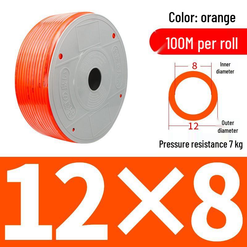 Pressure-Resistant Explosion-Proof PU Air Hose - Flexible, High-Pressure Air Pump Compressor Hose, Transparent Pneumatic, 6MM/12MM.