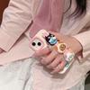 KEYSION Süße Farben 3D Katzenkopf Armband Handyhülle für iPhone 13 14 15 16 17 Pro Max Silikon Ständer Stoßfeste Rückseite