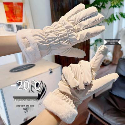 Damen Winter Touchscreen Handschuhe im koreanischen Stil: Daunenbaumwolle, Samt gefüttert, Wasserdicht, Winddicht, Ideal zum Skifahren & Radfahren