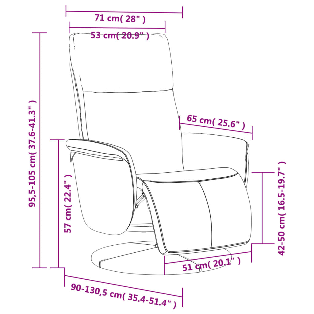 Recliner with Footrest Cream Faux Leather