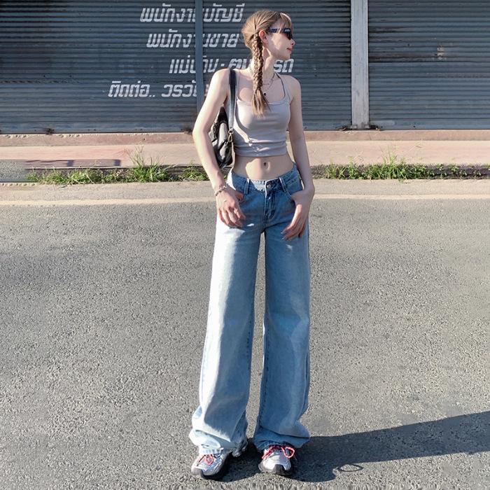 Women s Tall Retro Light Blue Low-Rise Slimming Straight-Leg Jeans - Spring/Summer 2025 Large