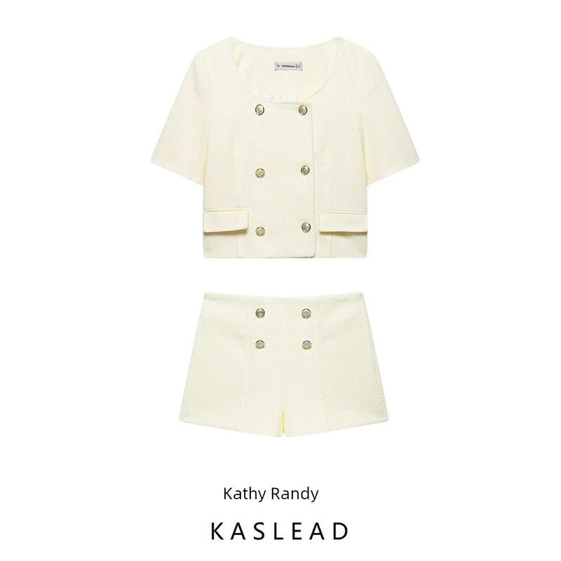 Kaslead New Women Clothes Western Style Texture Short Sleeve Blazers Shorts 3392100 3586100