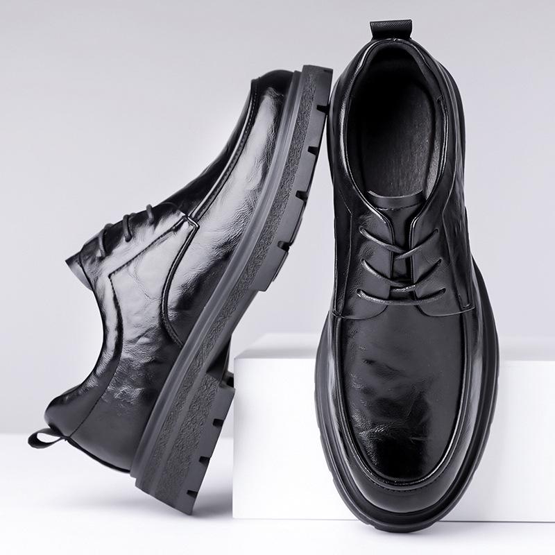 Men's 2025 Autumn Versatile Leather Derby Shoes - Formal & Casual Thick Sole Wedding Shoes