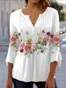 Women's Floral Print Notched Neck Button Front Loose Fit Blouse Casual Summer Top Plus Size S-5XL