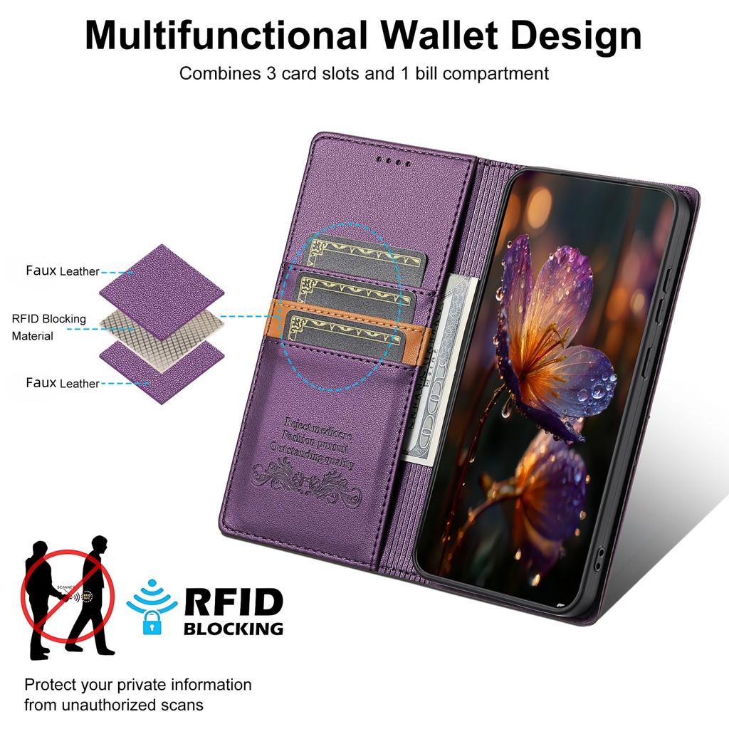 Biznesowe magnetyczne etui z klapką RFID ze skóry dla Xiaomi Redmi Note 15 14 13 12 11 Pro Plus 15C 14C 13C z miejscem na karty portfel osłona telefonu