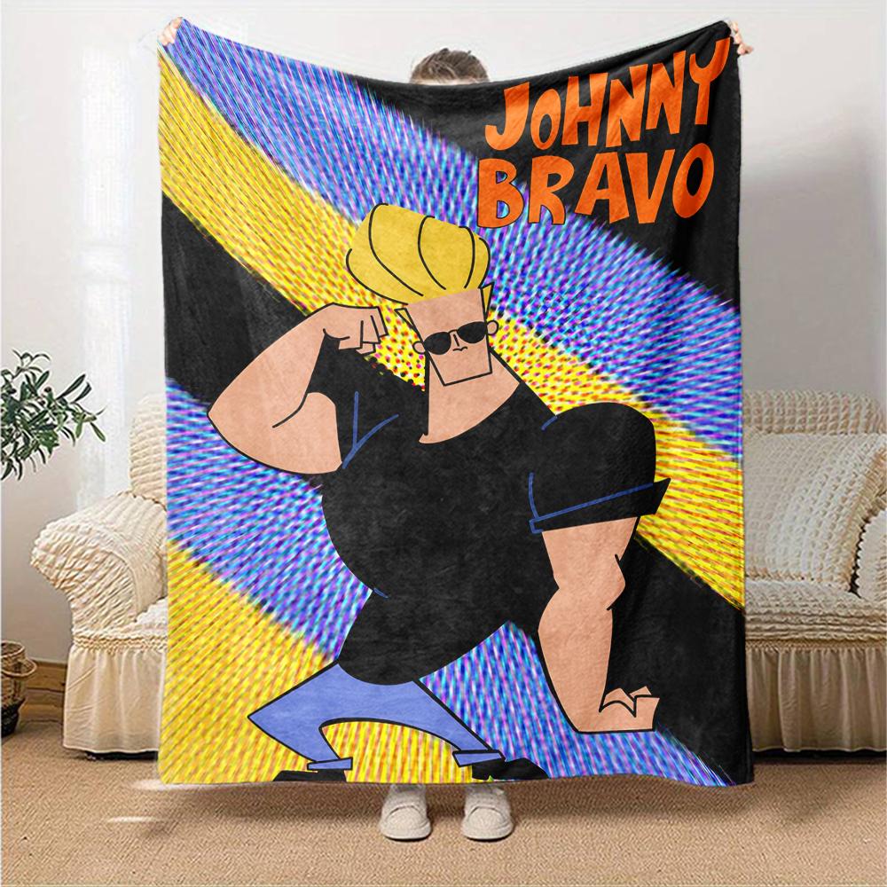 Johnny Bravo Theme Printed Blanket - Perfect for Couch, Bed, Travel & Outdoor Use | Machine Washable, Cozy & Durable.