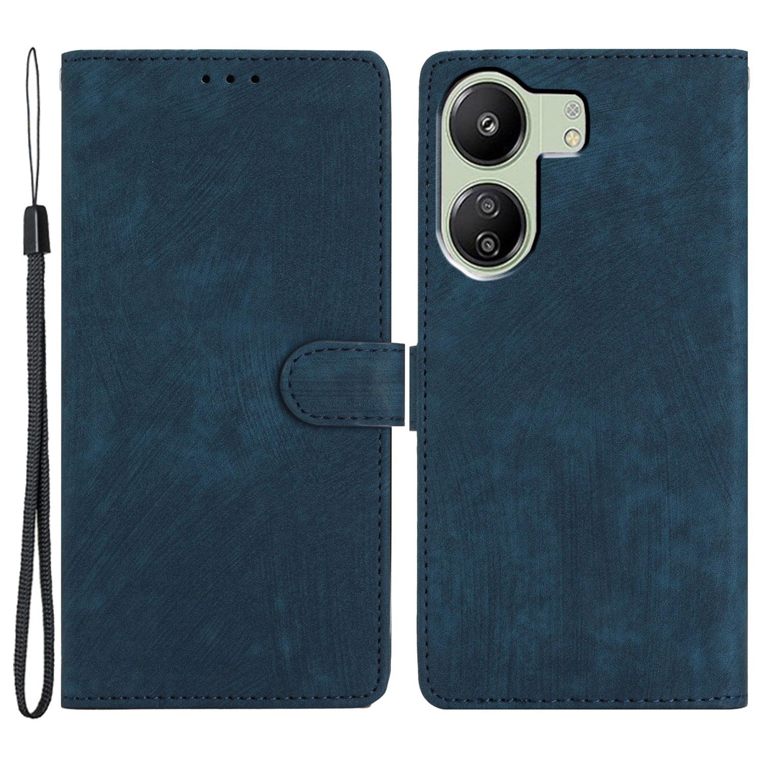

For Xiaomi Redmi 13C 4G/Poco C65 4G Cell Phone Case Skin-touch Leather Flip Stand Cover Blue