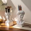Desk Accessories Holder Vintage Pen Dried Flowers Vase Resin Makeup Brush School Home Supplies Desktop Stationery Organizer for Office Accessory