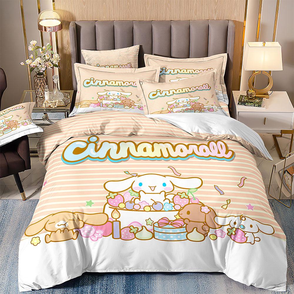 Niedliche Cinnamoroll Bettwäschesets Steppdecke Bettbezug Bettdecke Bettbezug Kissenbezug 2-3-teilige Sets Teenager Kindergeschenke