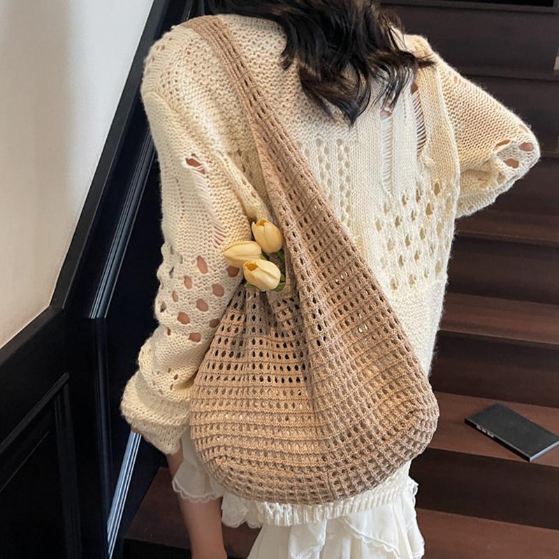 Creative Large Capacity Shoulder Bags Casual Simple Handbags Vintage Multifunctional Woven Shopping Tote Beach Bag
