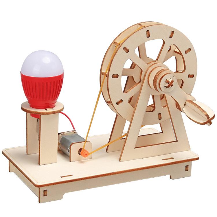 

Генератор с ручным приводом Технология мелкосерийного производства Научный эксперимент Самодельные сборные детские учебные пособия STEAM Education Classroom древесина