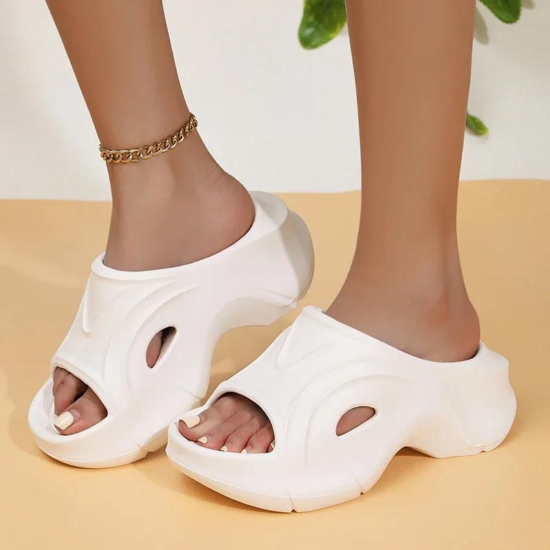 

Chunky Platform Wedges Sandals Women 2024 Summer Waterproof Thick Sole Beach Slides Slippers Woman Soft Eva Flip-Flops Designer 38-39 белый