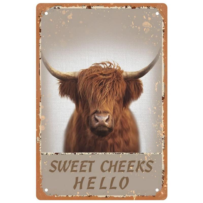 Animals Metal Tin Signs Sweet Cheeks Hello Posters Plate Wall Decor for Home Garden Bars Man Cave Cafe Clubs Retro Poster Plaque