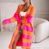 Women's 2025 Color Block Loose Knit Cardigan Sweater