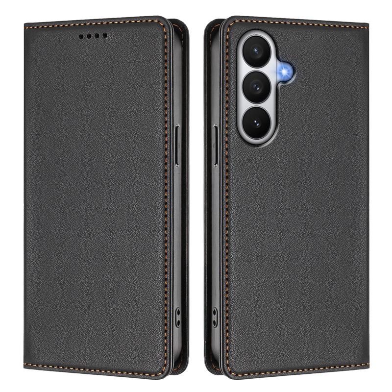 Suitable for Samsung S26 Edge phone case with leather texture, strong magnetic attraction, flip cover, S25 FE dual card slot protective case