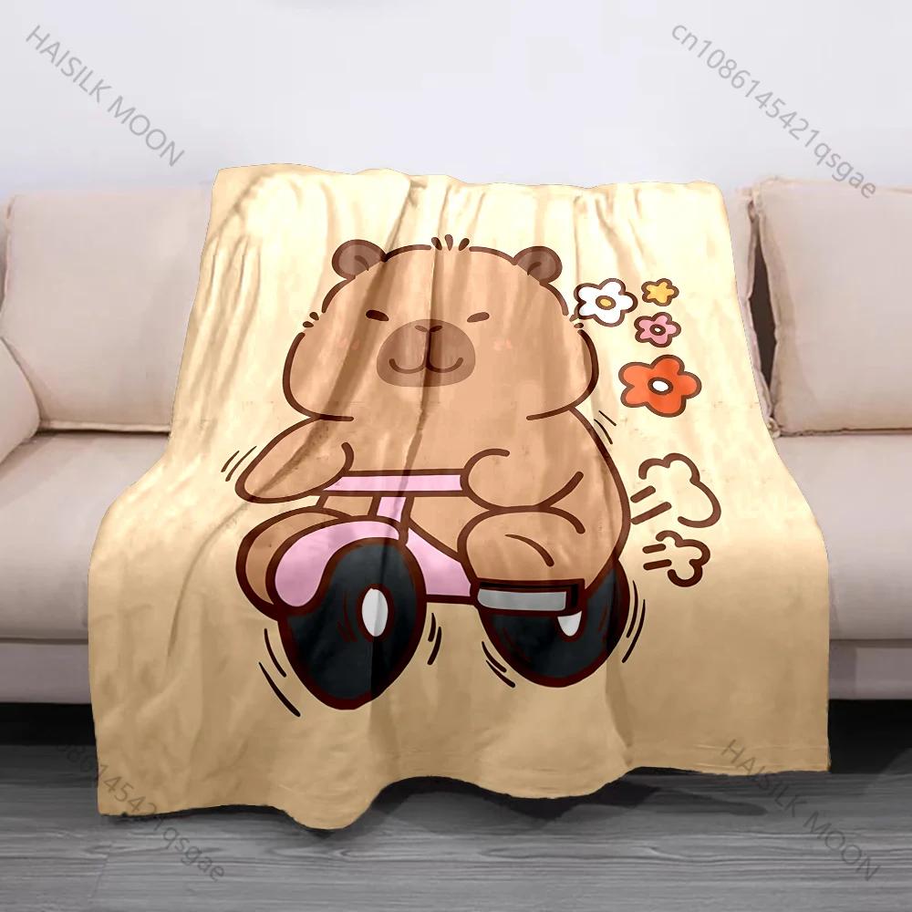 17 Styles Capybara Cartoon Print Blanket Soft Fluffy Throw Blanket Kids Adult Sofa Bed Travel Blanket Cover Throw Wonderful Gift