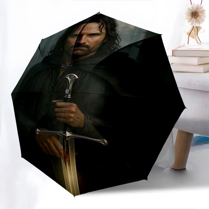 1pc Sword Knight Automatic Folding Umbrella - Compact 8-Rib Design, Durable Plastic & Iron1172L
