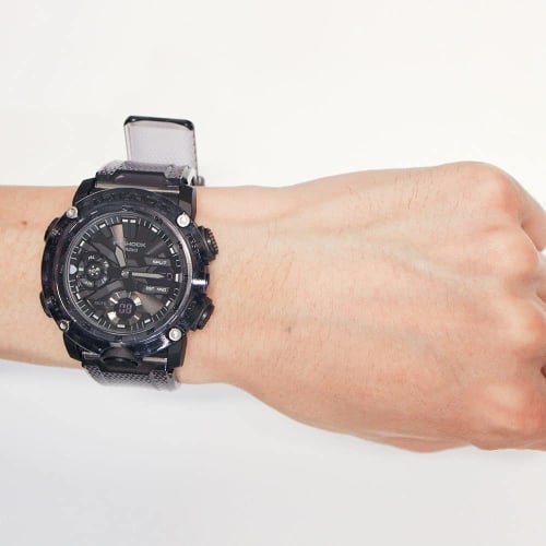 Casio G-Shock Men's Waterproof Analog-Digi Carbon Skeleton Watch, Clear Black (GA-2000SKE-8A)