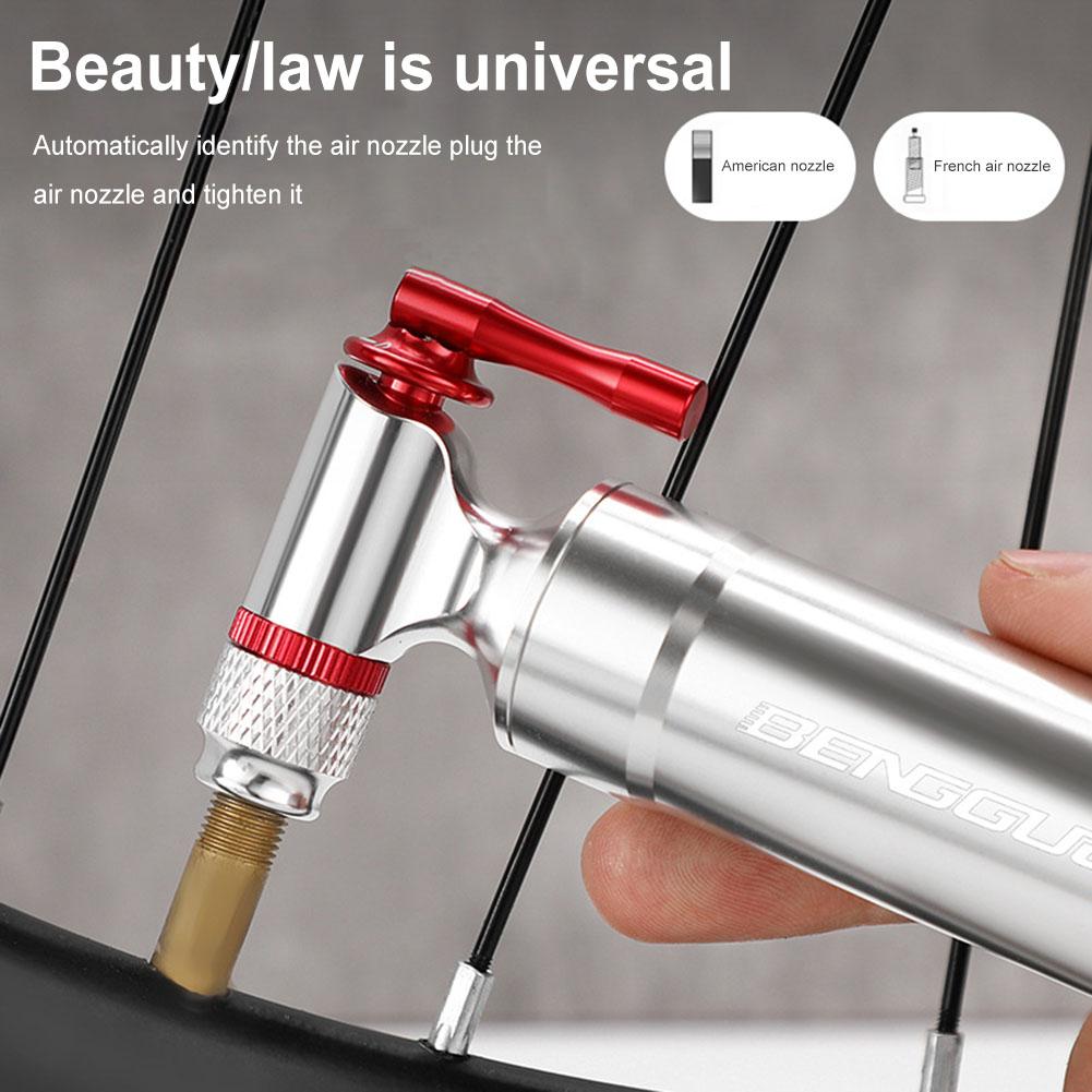 Portable Bike Pump CO2 Air Inflator Schrader & Presta Valve Mini Bicycle Fast Pump Tire Inflation Nozzle Bicycle Accessories