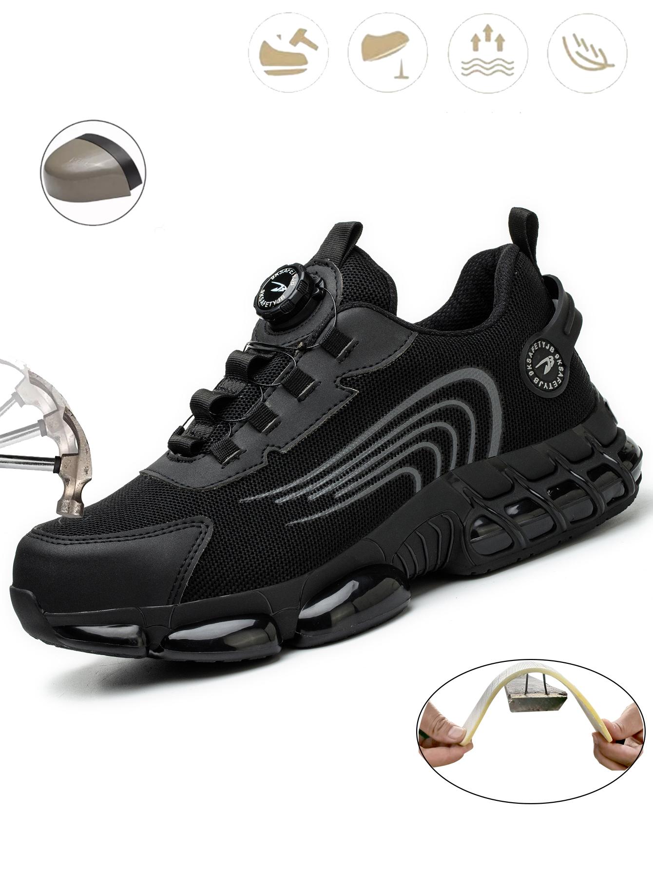 

Мужская защитная обувь с вращающейся кнопкой, защитные кроссовки со стальным носком, противоударная рабочая обувь, модные неразрушимые ботинки безопасности 40