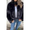 Women's High Neck Long Sleeve Faux Fur Jacket Loose Casual Streetwear Zip Up Coat