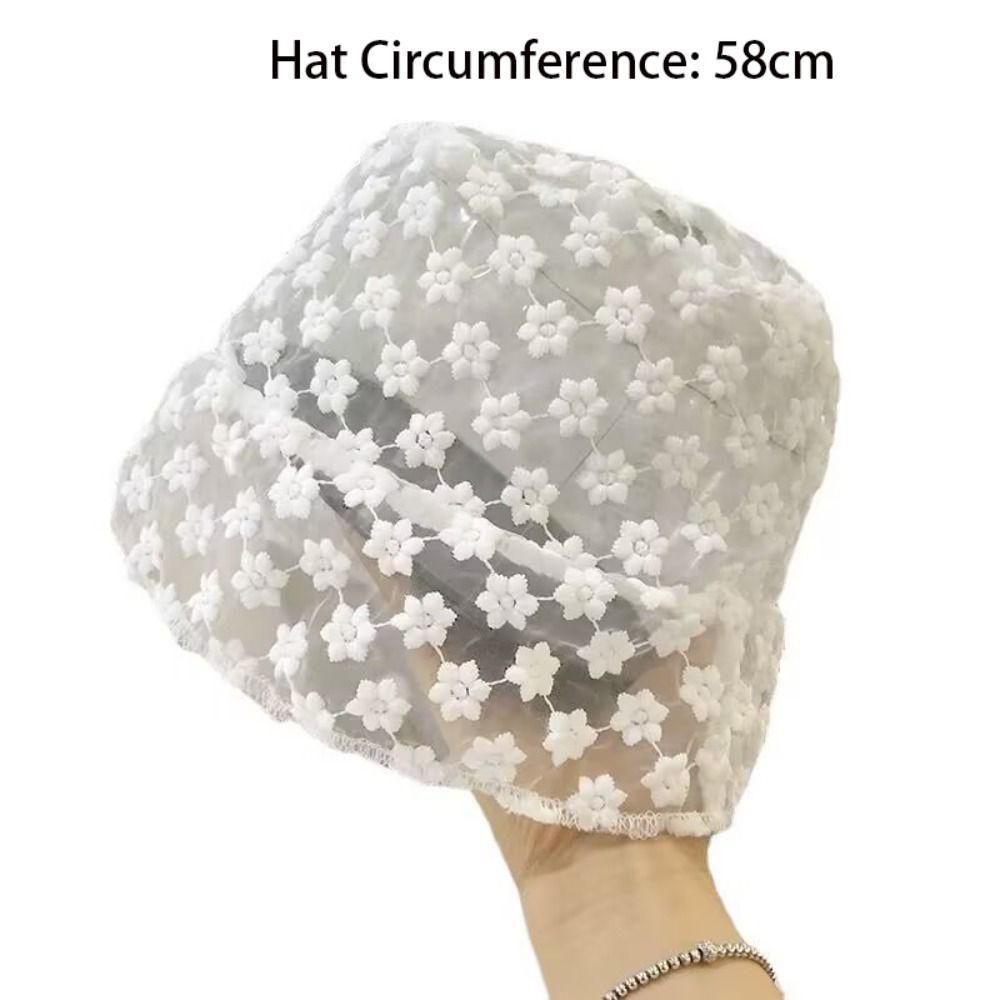 Gifts Lace Summer Fashion Fisherman Hat Portable Ladies Sun Hat Women'S Flower Cap Foldable Style Simple Basin Hat