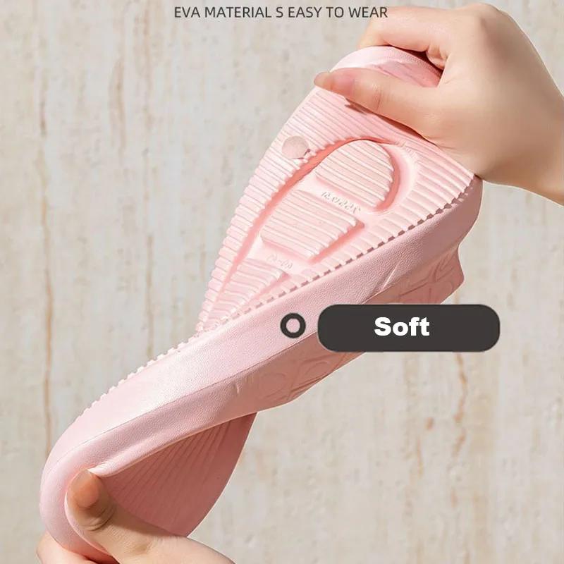 Fashion Summer Non-Slip House Slippers Women 2025 Comfort Soft Sole Bathroom Slippers Woman Solid Color Light Flat Heel Indoor Slides
