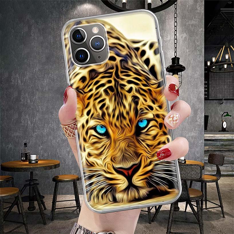 Funda Suave de Animal Tigre Feroz para Teléfono para IPhone 11 17 Air 16E 16 Pro Max 15 + 14 Plus 13 Mini 12 Apple 7 SE 8 Fundas Coque 11