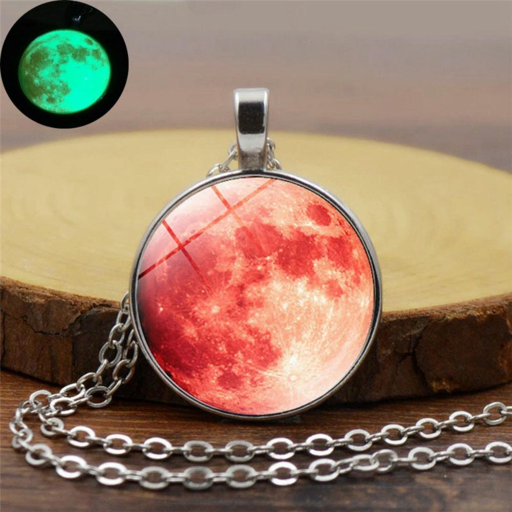 Collana Con Ciondolo Luminoso Albero Della Vita E Strass Rossi - Medaglione Rotondo Stile Steampunk, 50 Cm