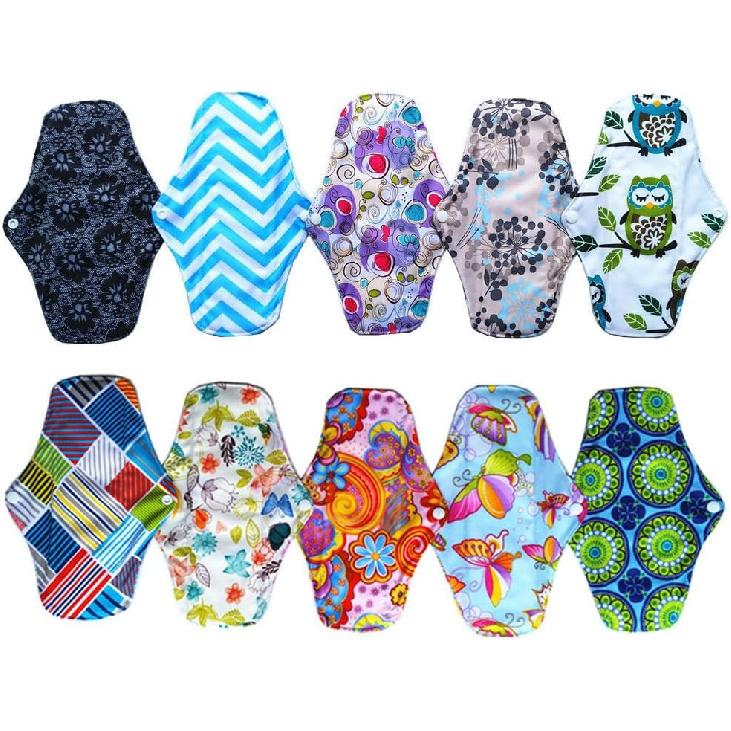 10Pieces 10Inch Reusable Washable Menstraul Pads Sanitary Pads