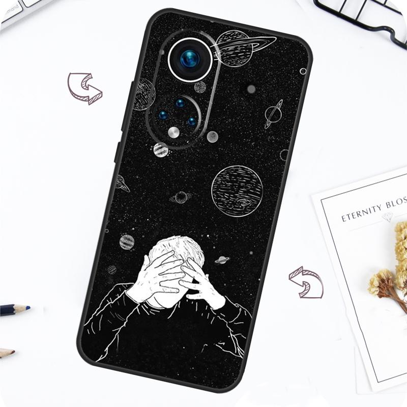 Black White Galaxys Aesthetic Case For Honor Magic 7 Lite 5 6 Pro Honor 200 50 70 90 Lite X8b X9a X8a X8 X9 X9c X9b Cover