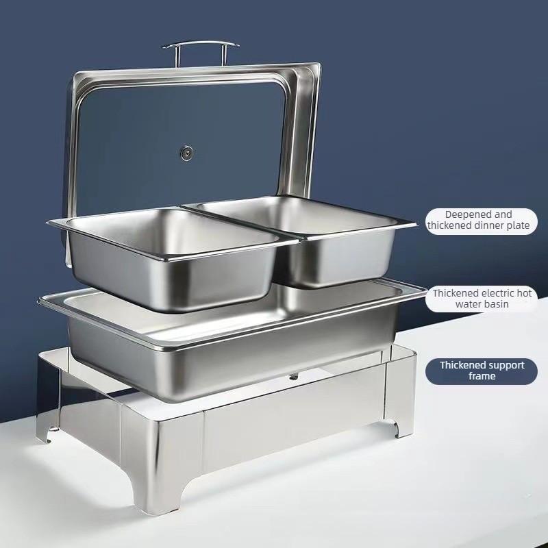 Stainless Steel Buffet Stove Electric Heating Square Hotel Dining Furnace Thicken Insulated Buffet Heating Stove