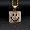Modische und luxuriöse Hip-Hop Trend-Anhänger Halskette mit vollständigem quadratischem Smiley-Gesicht und Hohlraum