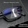 Titaninum Progressive Multifocal Glasses Unisex Flexible TR90 Reading Glasses Vintage Near Far Presbyopia Eyewear for Men Women