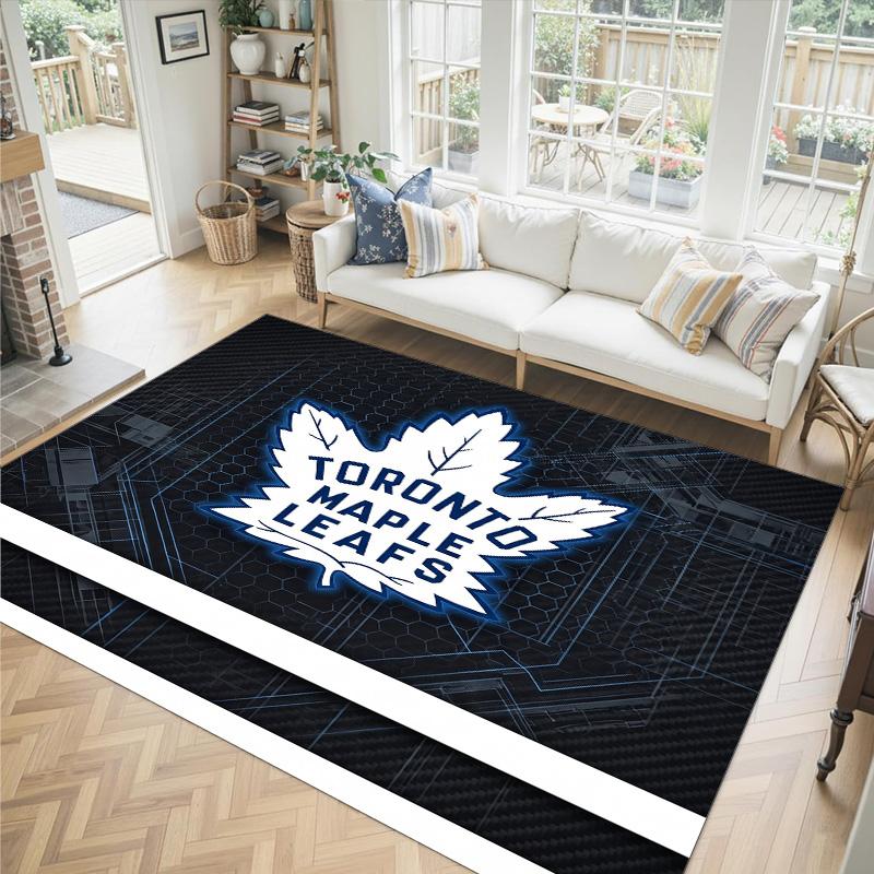 Toronto Maple Leafs Design Crystal Velvet Carpet Cozy Non?Slip Printed Rug For Bedroom Living Room Entrance
