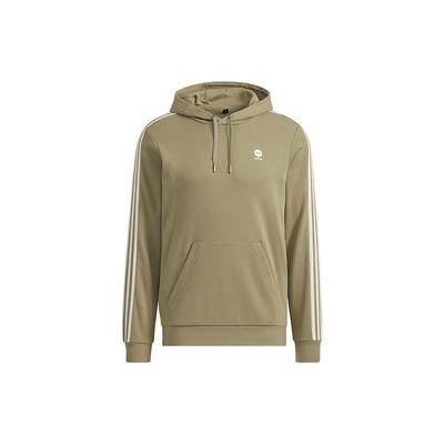 adidas Neo Kangaroo Pocket Badge Striped Drawstring Hooded Long-sleeved Sweatshirt Men Tops Matcha-Green HD4673