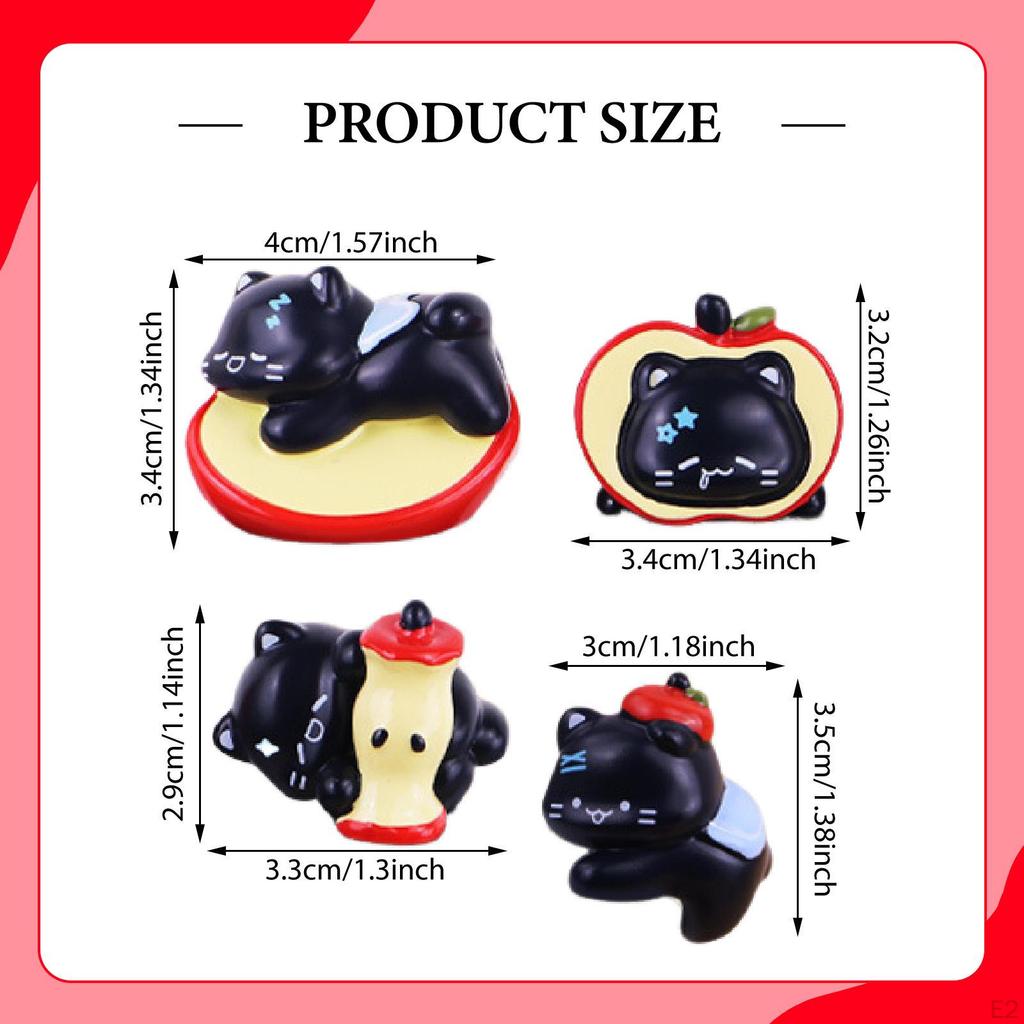 4 Stück 3D Bastelfigur Computerdekorationen, Kleine Katzenstatuen Geschenke Harzhandwerk für Regal Auto Bildschirm Fernseher