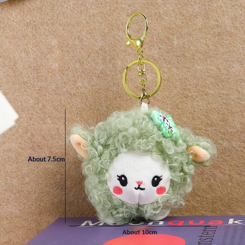 Soft Touch Fluffy Lamb Plush Keychain Cute Lace Flower Decor Bag Charm for Holiday Gifting