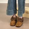 Fleece loafers with heightened square head inside, fluffy shoes to keep warm, cotton single shoes in autumn and winter