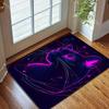 Mehrere Größen Neonfarbene Katzenillustration Teppich für Wohnzimmer Schlafzimmer Sofa Heimdekoration Teppich Rutschfeste Fußmatte Luxuriöses Geschenk