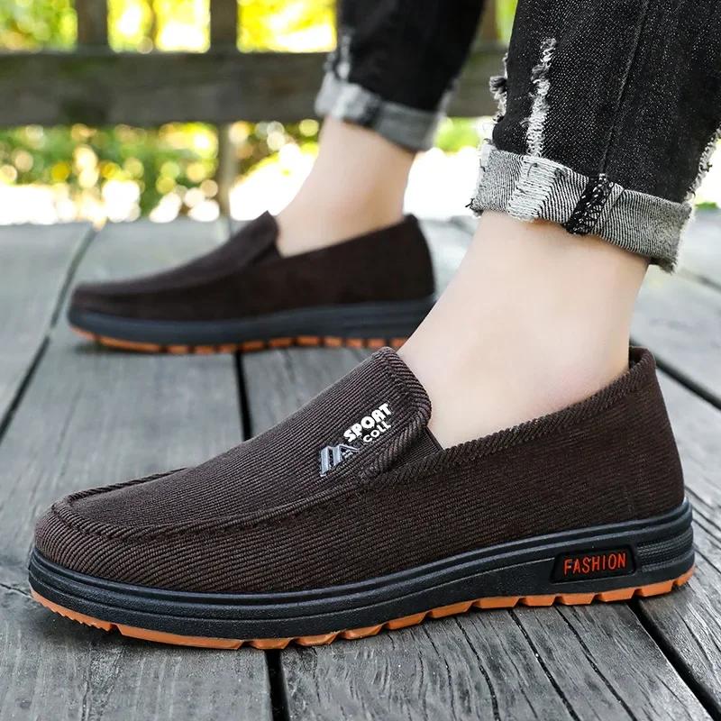 Men's 2025 Spring Retro Casual Flat Shoes, One Step Canvas Shoes Dad's Work Shoes, Old Beijing Cloth Shoes Designer Sports Shoes