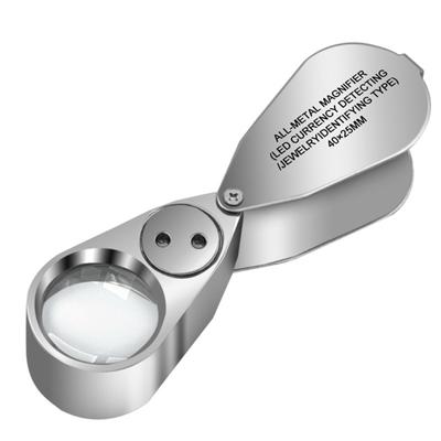 Jeweller Loupe Folding Magnifying Jewelry Eye Magnifier With LED Light Illuminated LED Currency Detecting/Jewlers 40X