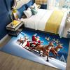 Santa Claus Reindeer Sleigh Snowy Starry Sky Print Area Rug Non‑Slip Rectangular Floor Mat Home Decor