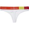 Calvin Klein Logo Print Color Block Slim Fit Thong Women Underwear White QF7255-110