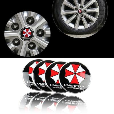 4 pièces/ensemble 56.5mm 2.2 ''Biohazard Resident Evil Umbrella Corporation Logo Automobile Voiture Badge Roue Centre Hub Cap Autocollants
