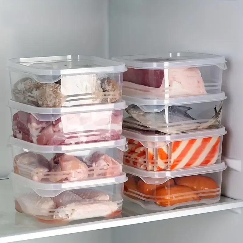 1/10PC Small Food Preservation Boxes Refrigerator Frozen Meat Vegetable Fresh-Keeping Box Transparent Kitchen Sealed Storage Box